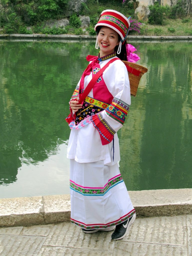 A Sani woman in traditional clothing in Yunnan.